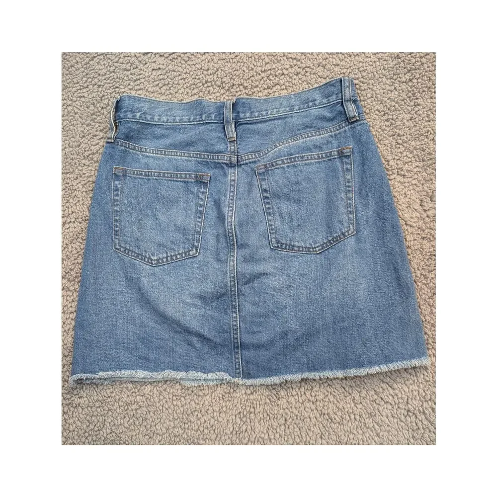 J. Crew Jean Skirt Women's Size 27 Medium Wash Raw Edge Hem(0616)